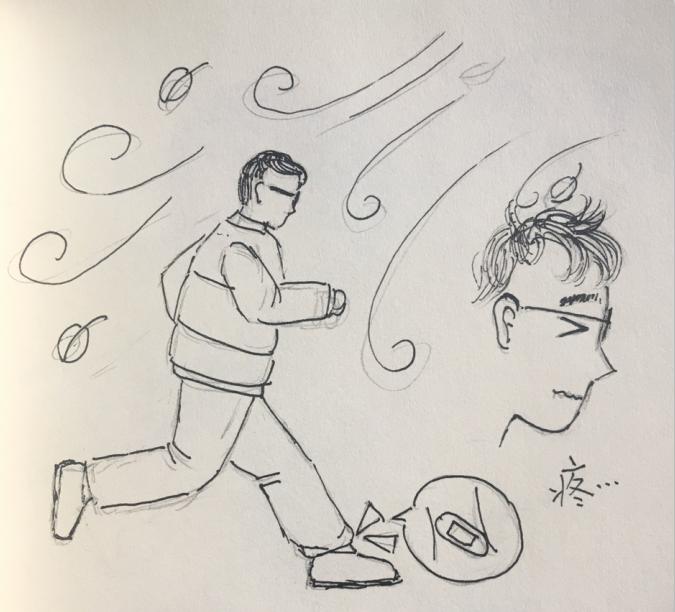 你马上打车过来 那个时候你的脚上还带着伤 下了车就冒着寒风跑过来