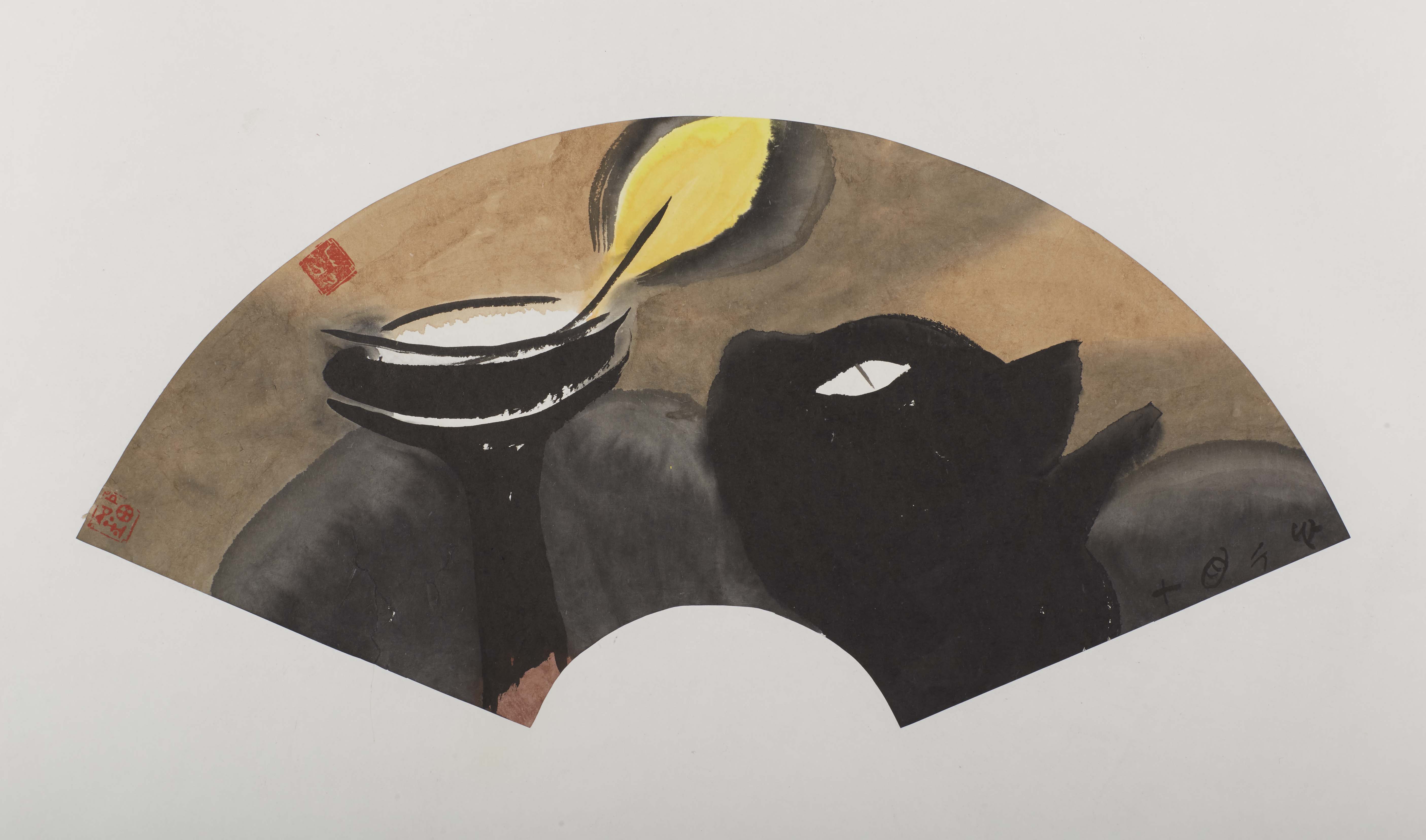 作品欣赏 君家花开/纸本设色/29cm×60cm/2016 油灯下/纸本设色/29cm